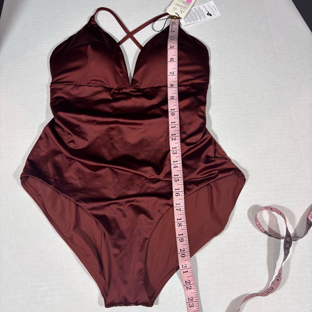 CALIA Women's Swim Triangle Strappy
Back One Piece NWT Size 10 Red Brown Shine - Picture 12 of 12